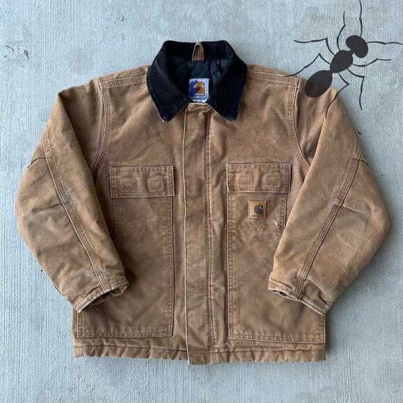 Vintage Y2K Carhartt YOUTH YC26 brown chore work wear jacket - Picture 1 of 8